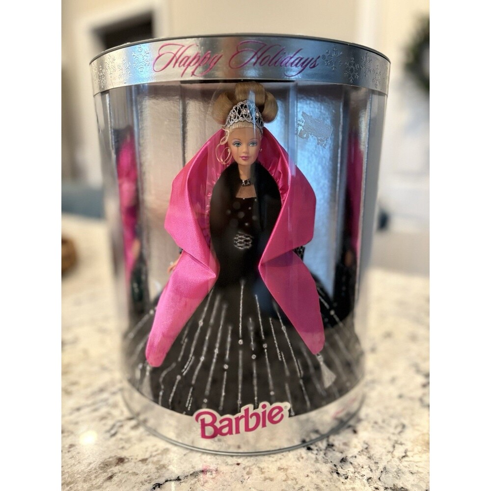 1998 Happy Holidays Barbie Special Edition #20200 NIB Black Pink Gown